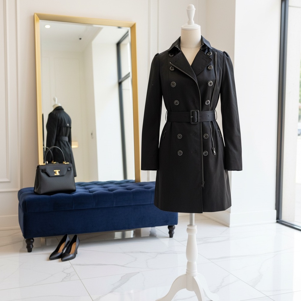 Burberry black Double-Breasted Trench Coat